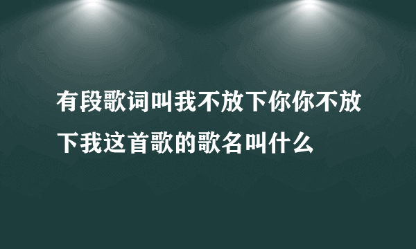 有段歌词叫我不放下你你不放下我这首歌的歌名叫什么