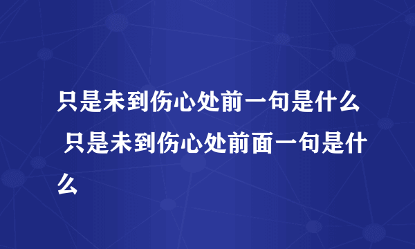 只是未到伤心处前一句是什么 只是未到伤心处前面一句是什么