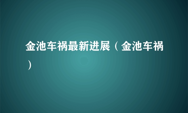 金池车祸最新进展（金池车祸）