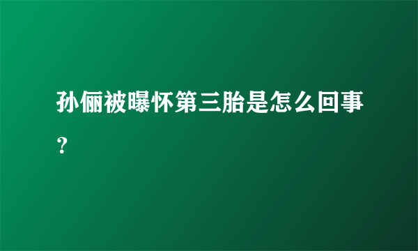 孙俪被曝怀第三胎是怎么回事？