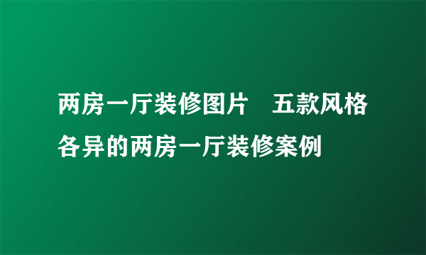 两房一厅装修图片   五款风格各异的两房一厅装修案例