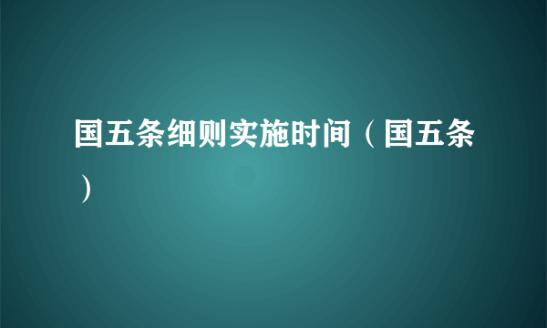 国五条细则实施时间（国五条）