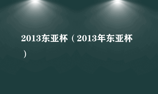 2013东亚杯（2013年东亚杯）