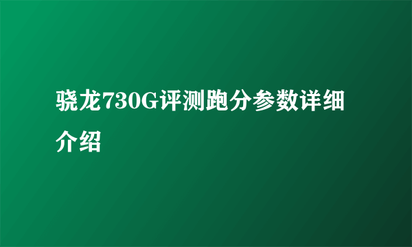 骁龙730G评测跑分参数详细介绍