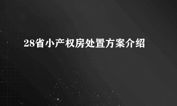 28省小产权房处置方案介绍