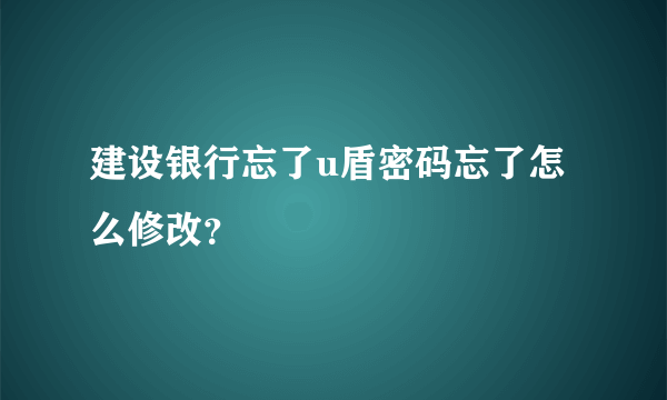 建设银行忘了u盾密码忘了怎么修改？