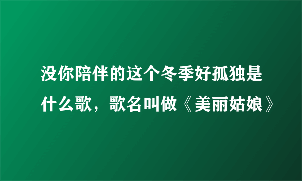 没你陪伴的这个冬季好孤独是什么歌，歌名叫做《美丽姑娘》