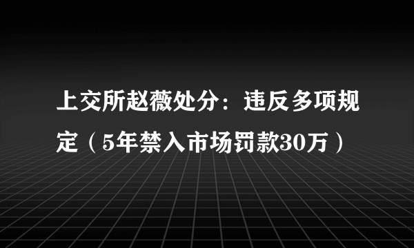 上交所赵薇处分：违反多项规定（5年禁入市场罚款30万）