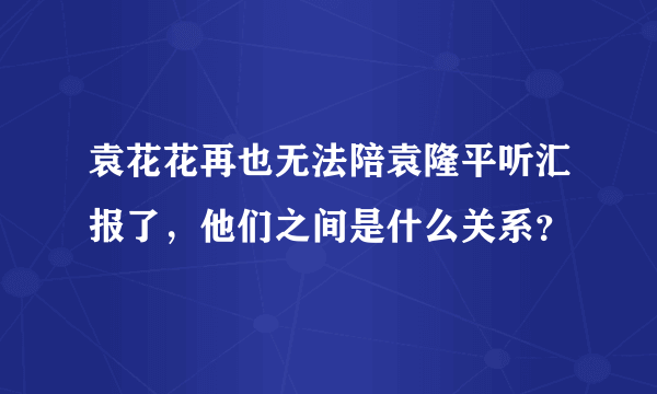 袁花花再也无法陪袁隆平听汇报了，他们之间是什么关系？