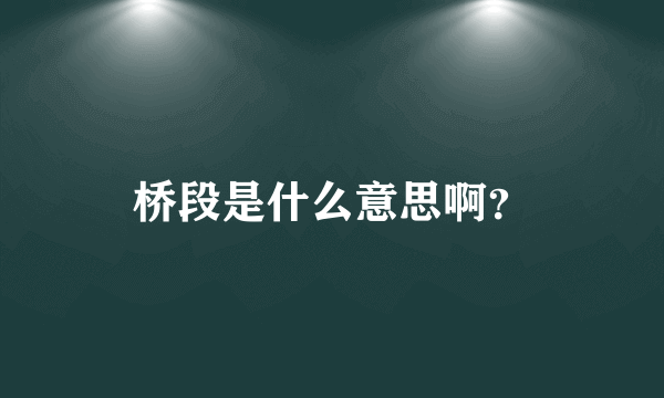 桥段是什么意思啊？