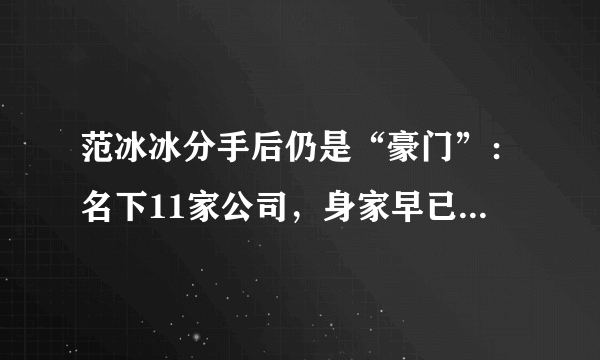 范冰冰分手后仍是“豪门”：名下11家公司，身家早已超过30亿