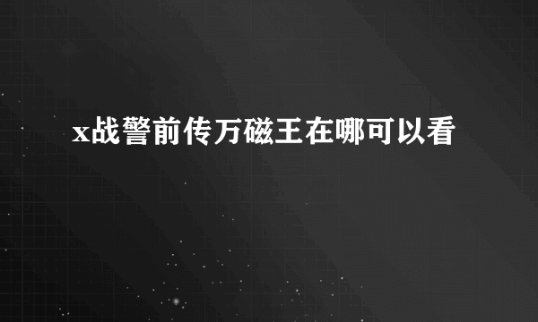 x战警前传万磁王在哪可以看