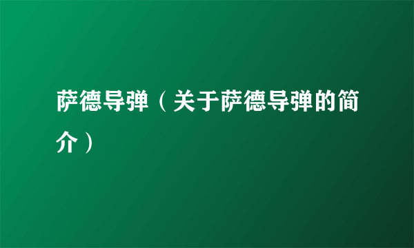 萨德导弹（关于萨德导弹的简介）