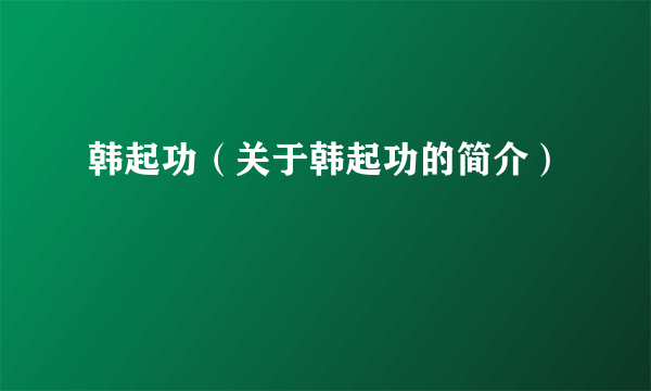 韩起功（关于韩起功的简介）