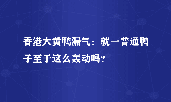 香港大黄鸭漏气：就一普通鸭子至于这么轰动吗？