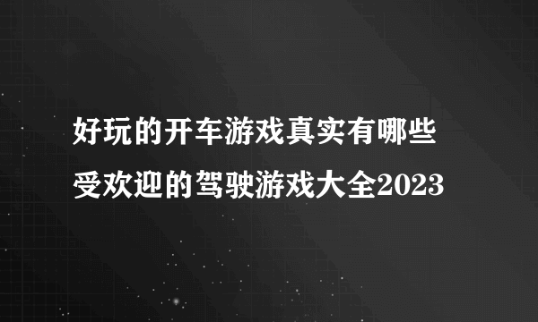 好玩的开车游戏真实有哪些 受欢迎的驾驶游戏大全2023