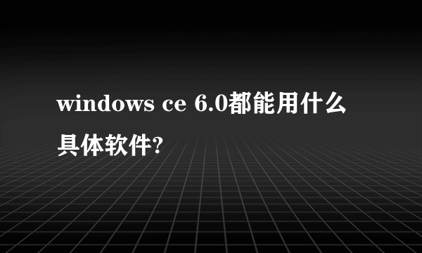 windows ce 6.0都能用什么具体软件?