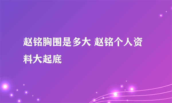 赵铭胸围是多大 赵铭个人资料大起底