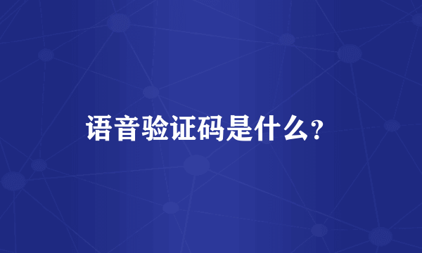 语音验证码是什么？