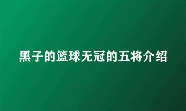 黑子的篮球无冠的五将介绍