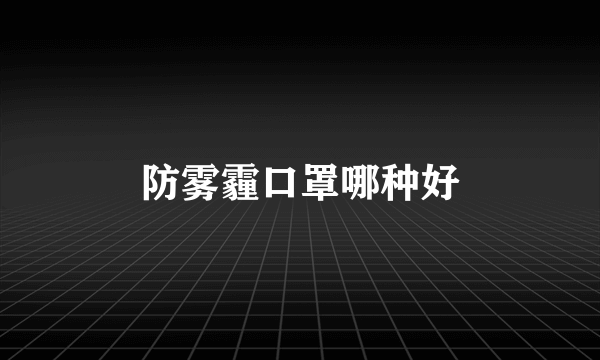 防雾霾口罩哪种好