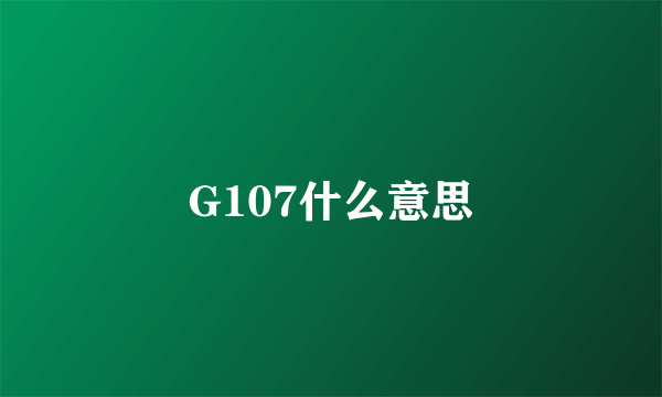 G107什么意思