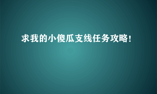 求我的小傻瓜支线任务攻略！