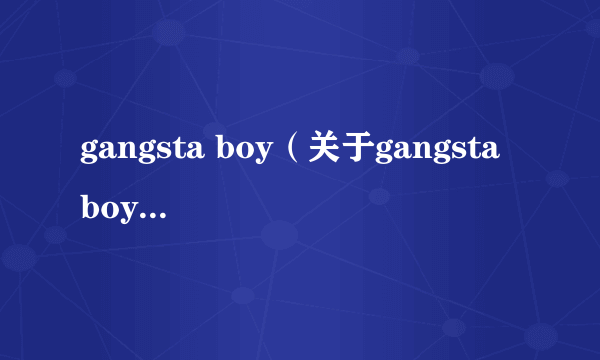 gangsta boy（关于gangsta boy的简介）