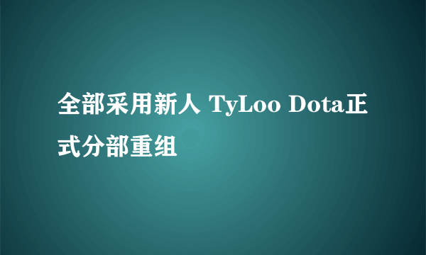 全部采用新人 TyLoo Dota正式分部重组