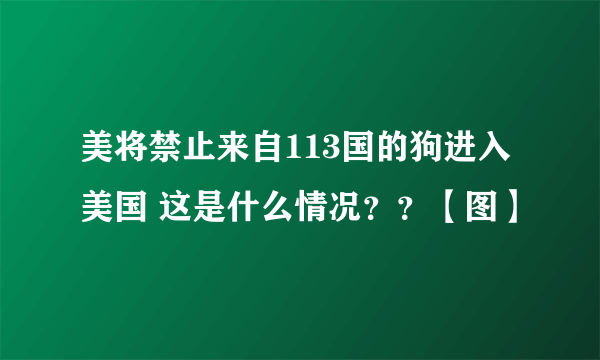 美将禁止来自113国的狗进入美国 这是什么情况？？【图】