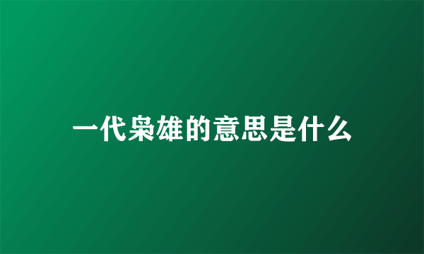 一代枭雄的意思是什么