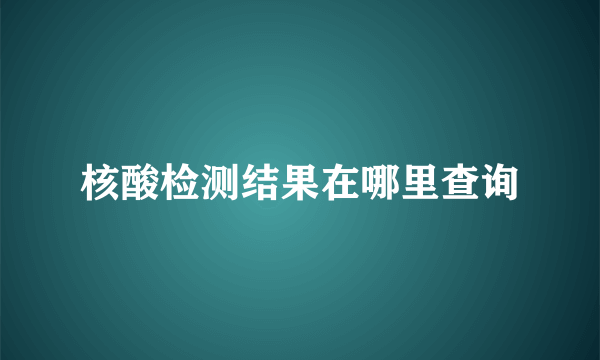 核酸检测结果在哪里查询