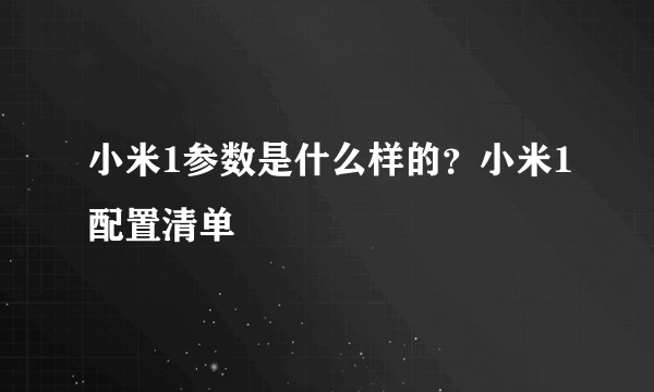 小米1参数是什么样的？小米1配置清单