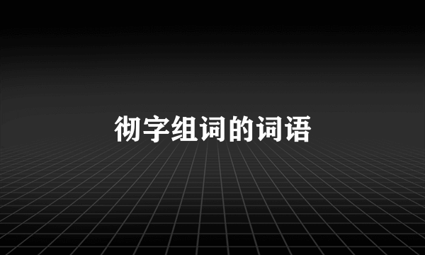 彻字组词的词语