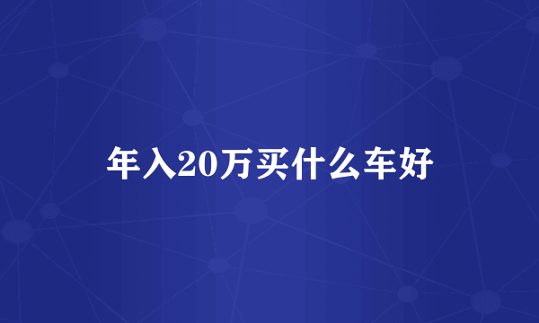 年入20万买什么车好