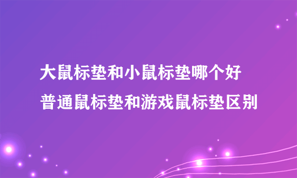 大鼠标垫和小鼠标垫哪个好 普通鼠标垫和游戏鼠标垫区别