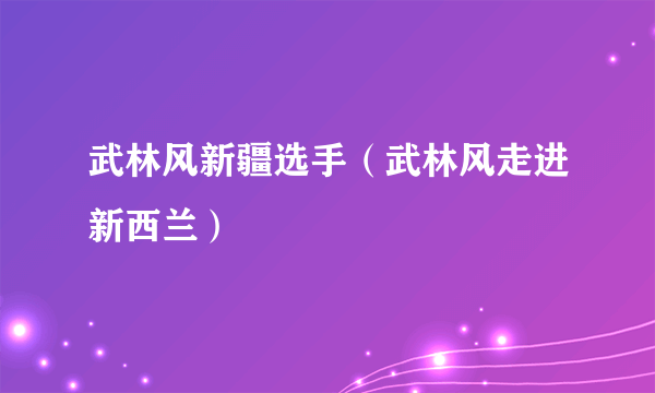 武林风新疆选手（武林风走进新西兰）