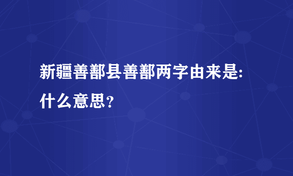 新疆善鄯县善鄯两字由来是:什么意思？