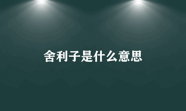 舍利子是什么意思