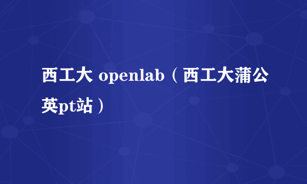 西工大 openlab（西工大蒲公英pt站）