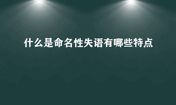 什么是命名性失语有哪些特点