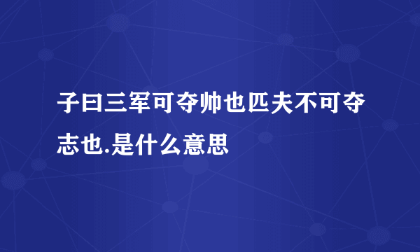 子曰三军可夺帅也匹夫不可夺志也.是什么意思