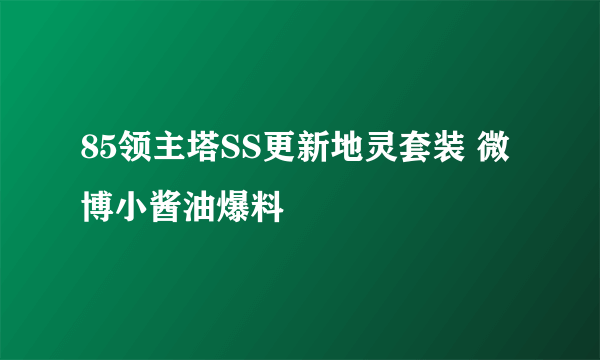 85领主塔SS更新地灵套装 微博小酱油爆料