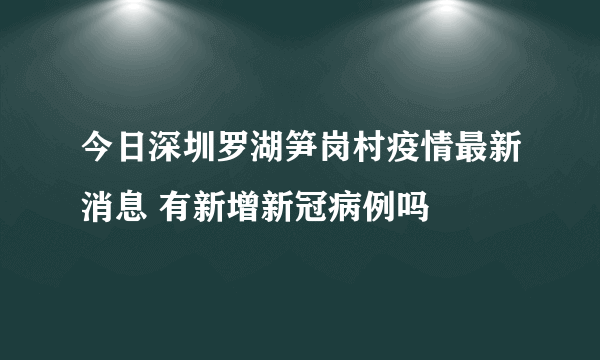 今日深圳罗湖笋岗村疫情最新消息 有新增新冠病例吗