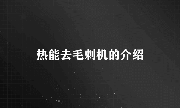 热能去毛刺机的介绍