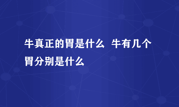 牛真正的胃是什么  牛有几个胃分别是什么