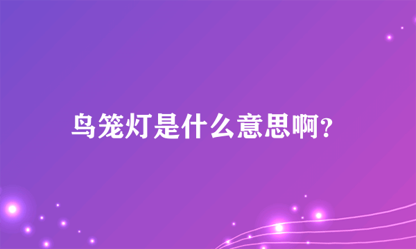 鸟笼灯是什么意思啊？