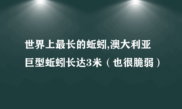 世界上最长的蚯蚓,澳大利亚巨型蚯蚓长达3米（也很脆弱）