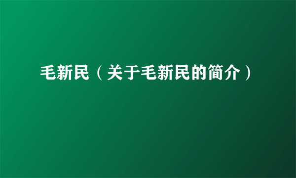 毛新民（关于毛新民的简介）