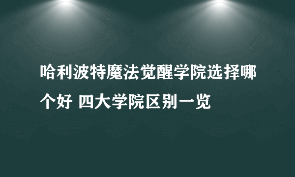 哈利波特魔法觉醒学院选择哪个好 四大学院区别一览